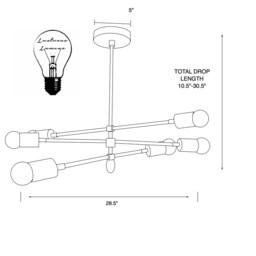 Minerva Modern 6 Light Mid Century Abstract Chandelier - thumbnail 4