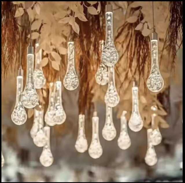 Wedding Props 10 Heads Led Transparent Acrylic Water Drops Hanging Ceiling Bubble Lamp - image 1