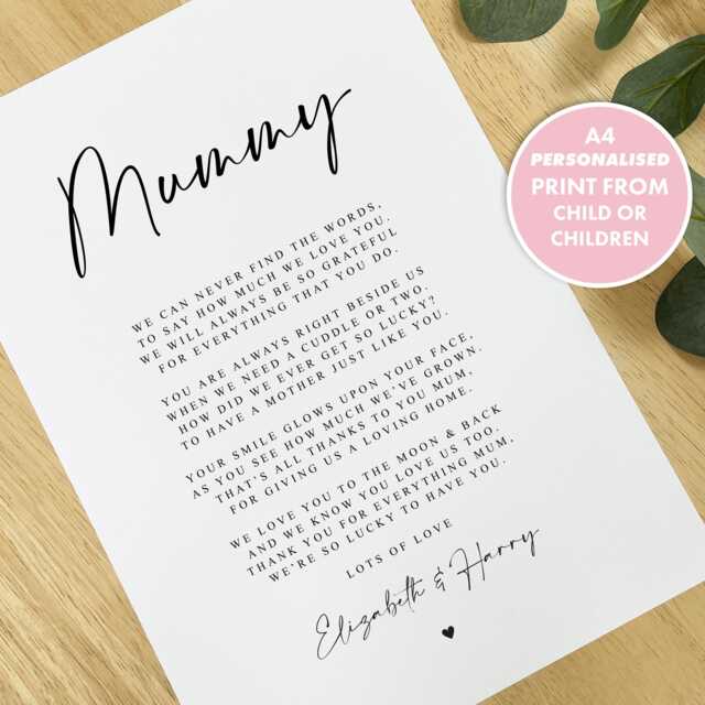 Personalised Mummy Poem A4 A5 Print - Mothers Day Gift, Gift For Mum, Mum Birthday A Poem From Child Children - image 1