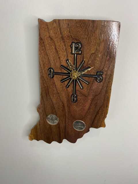 Indiana Handmade State Quarter Clock With Inlaid Quarters. Choice Of Wood. Customizable - image 1