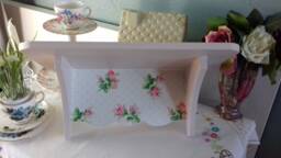 Wooden Wall Shelf Storage Made With Cath Kidston Rose Sprig Design Farrow & Ball Shabby Chic Vintage Home Nursery Bathroom Cottage Unique - thumbnail 1