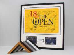 Personalised Golf Flag Display Frame, With Text Box & Two Photographs. 60x60cm. Handmade in The UK - The Masters Open Us - thumbnail 1
