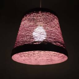 Handwoven Paper Rope Pendant Light Purple Boho Lampshade - thumbnail 2