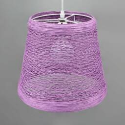 Handwoven Paper Rope Pendant Light Purple Boho Lampshade - thumbnail 3