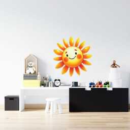 Cute Sun Wall Sticker - Playroom & Kids Bedroom Decor , Baby Nursery Art Thevinylcreations - thumbnail 2