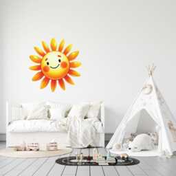 Cute Sun Wall Sticker - Playroom & Kids Bedroom Decor , Baby Nursery Art Thevinylcreations - thumbnail 3