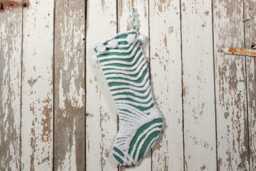 Green & White - Lush & Fluffy Vintage Chenille Christmas Stocking Pom Pom, Flower - thumbnail 1