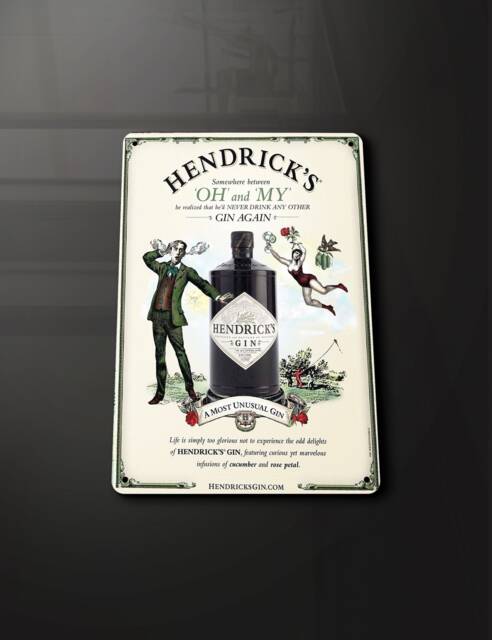 Hendricks Gin Pub Alcohol Bar - Metal Sign Plaque Wall Art Decor Signage
