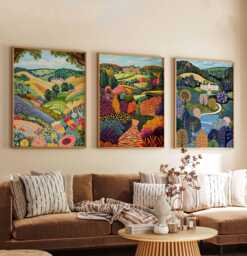 Set Of 3 Chatsworth House Peak District Travel Poster, UK Wall Art, Scenic Print, British Landmark Print