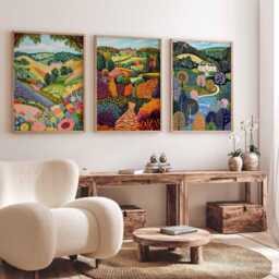 Set Of 3 Chatsworth House Peak District Travel Poster, UK Wall Art, Scenic Print, British Landmark Print - thumbnail 4