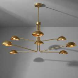 Mid-Century Sputnik Chandelier 8-Orb, Brass & Black Starburst Ceiling Light - thumbnail 2