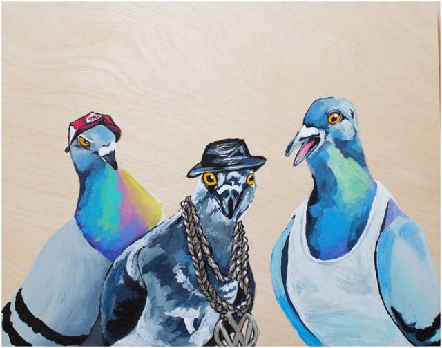 Only Under Hip-Hop Supervision, Alright? - Beastie Boys Bird Art Funny Painting Pigeon Art- Print