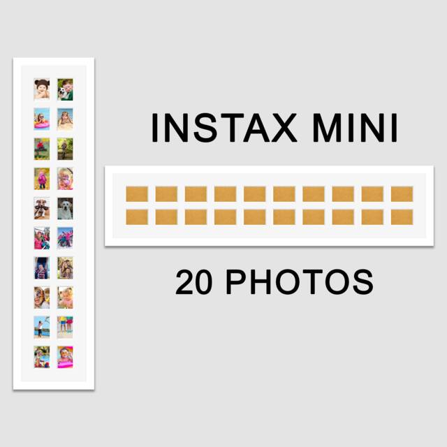 Instax Mini Photo Frame - White Wooden Collage, Holds 20 Photos - image 1