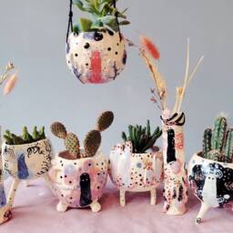 The Inner Mystery Collection Handmade Ceramic Hanging Plant Pot, Succulent Cactus Home Decor Garden Decor. Pottery Gift. Mysterious - thumbnail 3