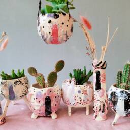 The Inner Mystery Collection Handmade Ceramic Hanging Plant Pot, Succulent Cactus Home Decor Garden Decor. Pottery Gift. Mysterious - thumbnail 4