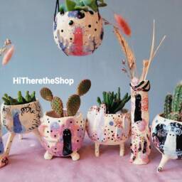 The Inner Mystery Collection Handmade Ceramic Hanging Plant Pot, Succulent Cactus Home Decor Garden Decor. Pottery Gift. Mysterious - thumbnail 2