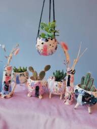 The Inner Mystery Collection Handmade Ceramic Hanging Plant Pot, Succulent Cactus Home Decor Garden Decor. Pottery Gift. Mysterious - thumbnail 1