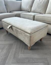 Premium Creamy Off White Storage Box Bench - Ottoman Plain Lid Footstool, Box, Coffee Table, Foot Rest UK - thumbnail 2