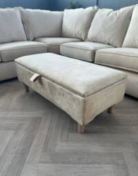 Premium Creamy Off White Storage Box Bench - Ottoman Plain Lid Footstool, Box, Coffee Table, Foot Rest UK - thumbnail 3