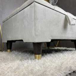 Handmade Creamy Off White Ottoman Bench - Storage Box Footstool - thumbnail 4