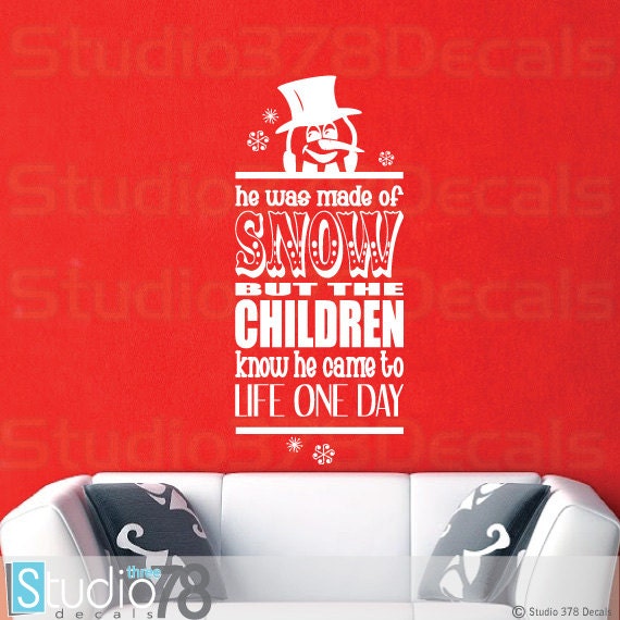 Frosty The Snowman Wall Decal, Christmas Subway Art - 15x35 - image 1
