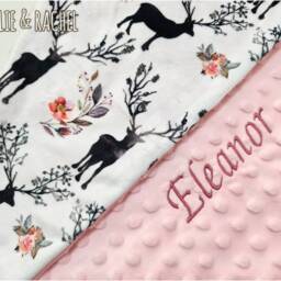 Deer, Watercolor, Baby Personalised Comforter, Bib, Wooden Toy, Shower Gift, Gift Set, Security Blanket - thumbnail 3
