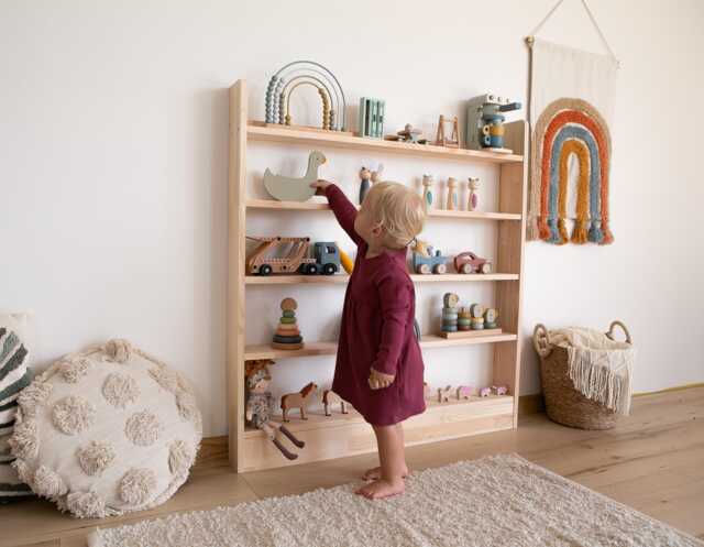 Narrow Toy Shelf, Nursery Storage, Toddler Montessori Furniture, Cabinet, Toy Spielzeugregal, ??tag??re ?? Jouets - image 1