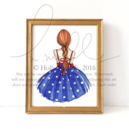 Patriotic Girl Fashion Illustration Art Print - thumbnail 3