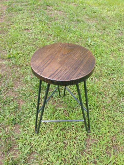 Hairpin Bar Stool Ash Top Stained Dark Walnut - Custom Heights Available - image 1