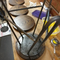 Hairpin Bar Stool Ash Top Stained Dark Walnut - Custom Heights Available - thumbnail 4