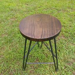 Hairpin Bar Stool Ash Top Stained Dark Walnut - Custom Heights Available - thumbnail 2