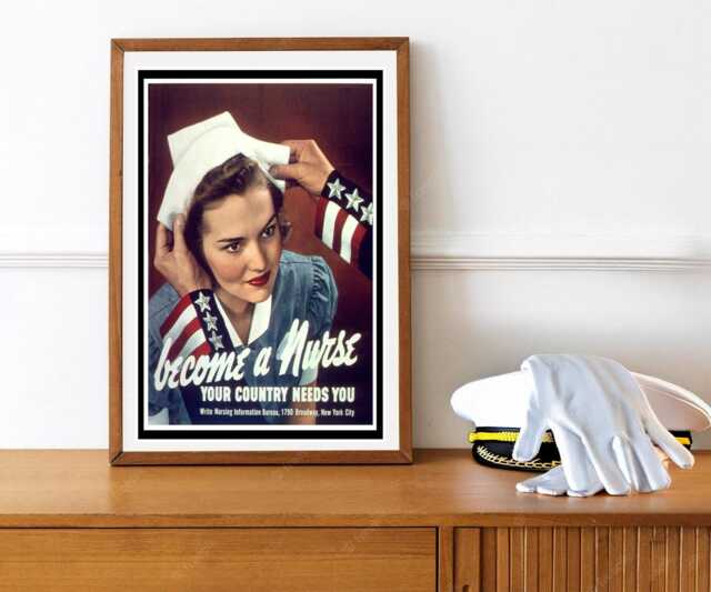 "Reprint Of A Ww2 Us Nursing Recruiting Poster - ""Become Nurse" - image 1