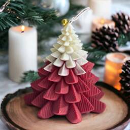 Christmas Tree Pillar Candle, Christmas Candle Gift, Christas Tree Shaped Candle, Winter Home Decor, Green Candle, Gift For Her, Festive - thumbnail 2
