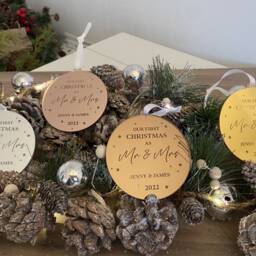 First Christmas As Mr & Mrs Bauble - Personalised Xmas Tree Decoration Couple Keepsake Married - thumbnail 2