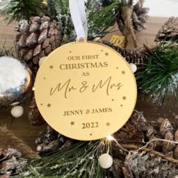 First Christmas As Mr & Mrs Bauble - Personalised Xmas Tree Decoration Couple Keepsake Married - thumbnail 4