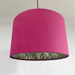 Hot Pink Velvet Drum Lampshade Sage Green Tropical Wonderland Interior