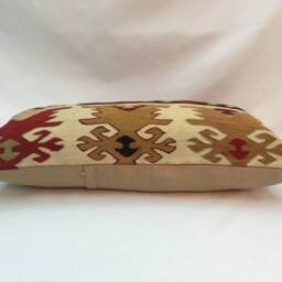 "Kilim Pillow, Wool Kilim Cousin From Anatolia , 30x60 cm, 12""x24" - thumbnail 3