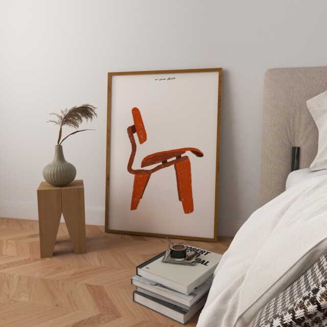 Mid Century Modern Chair Art Print, Retro Furniture Illustration - image 1