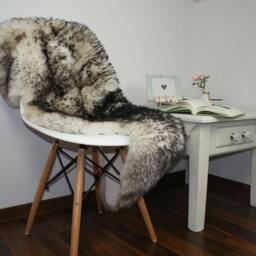 Black Mouflon Sheepskin Rug, Genuine Leather Wool Throw, Thick Shiny Carpet - thumbnail 3