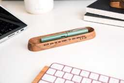 Black Pen Tray, Personalized Wooden Pencil Holder For Desk Setup, Custom Office Organizer, Client Gifts