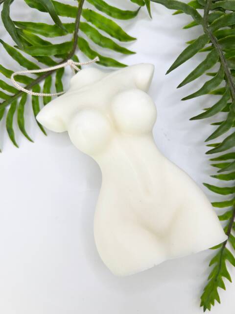 Torso Candle, Curvy Female Torso, Body Candle. Larger Size 18 Tall. Vegan Soy Wax, Highly Fragranced, Gold Leaf, Botanicals - image 1