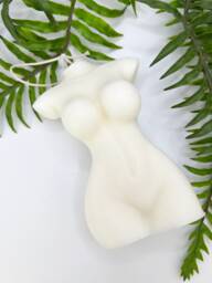 Torso Candle, Curvy Female Torso, Body Candle. Larger Size 18 Tall. Vegan Soy Wax, Highly Fragranced, Gold Leaf, Botanicals - thumbnail 1