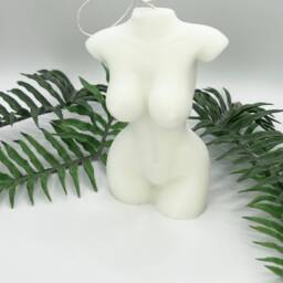 Torso Candle, Curvy Female Torso, Body Candle. Larger Size 18 Tall. Vegan Soy Wax, Highly Fragranced, Gold Leaf, Botanicals - thumbnail 2