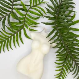 Torso Candle, Curvy Female Torso, Body Candle. Larger Size 18 Tall. Vegan Soy Wax, Highly Fragranced, Gold Leaf, Botanicals - thumbnail 3