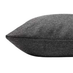 Classic Herringbone Tweed Boudoir Cushion in Charcoal Grey. Deep Grey Traditional Check Design. 17x12 - thumbnail 2