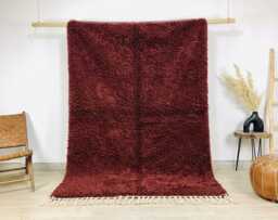 Wine Red Moroccan Shag Rug - Handmade Wool Area Carpet Rugs Large Living Room Decor Authentic Berber Tufted