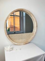 Large Round Rattan Mirror/Wicker Wall Home Decor Wooden Hanging Art