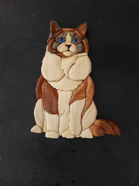 Cat Intarsia Woodworking, Home Decor, Wall Animal, Cat, Pet, Intarsia Wooden Art, Wood Carving, Love Wood Art - image 1
