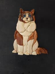 Cat Intarsia Woodworking, Home Decor, Wall Animal, Cat, Pet, Intarsia Wooden Art, Wood Carving, Love Wood Art - thumbnail 1