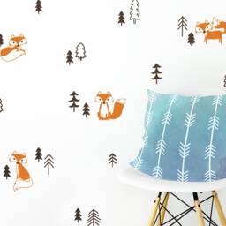 Cute Foxes in The Forest Wall Decal Set - Fox Decals, Pine Tree Woodland Nursery Gift For Her - thumbnail 2